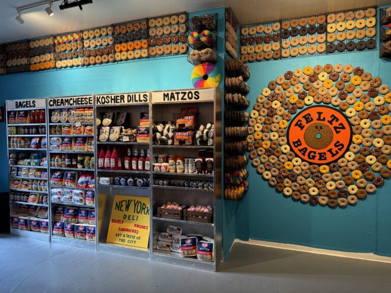 Artist Lucy Sparrow is back in New York with a pop-up bagel shop made entirely out of felt and she sews sandwiches to order