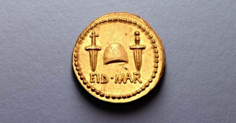 A rare coin, struck by Brutus on the occasion of Caesar’s death, is returned to Greece
